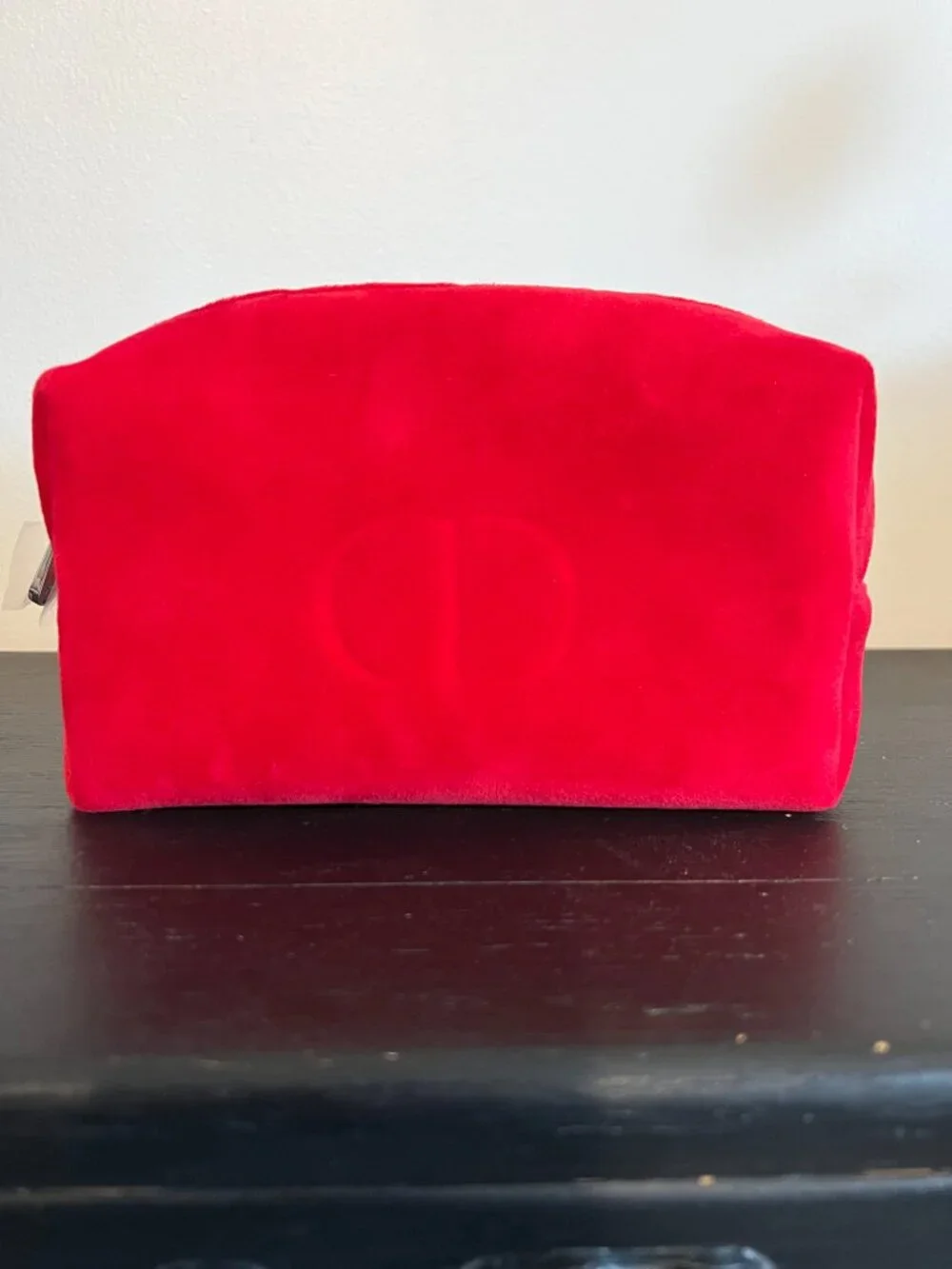 Christian Dior Red Velour Cosmetic Pouch Vanity Bag Travel Case - Picture 2 of 7